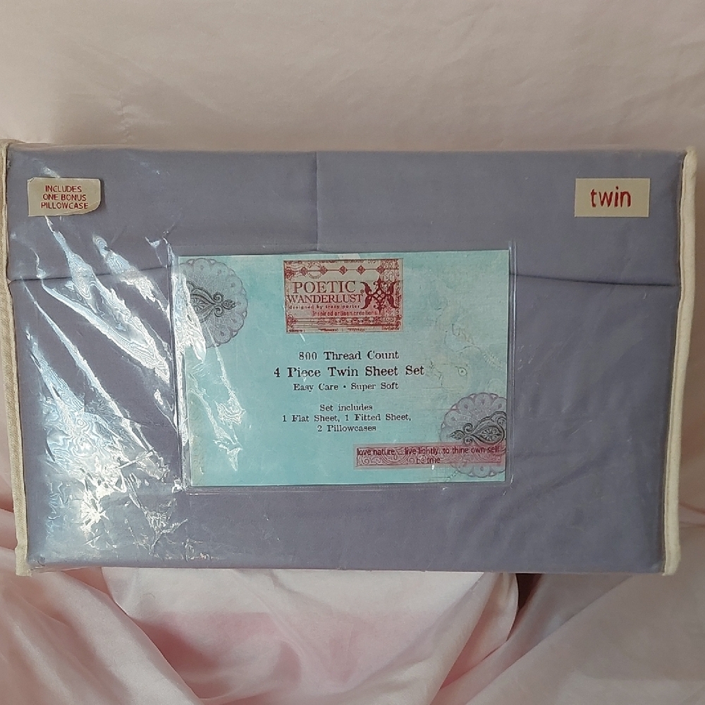 Poetic Wanderlust 800TC/ Lavendar Twin Sheet Set~ New